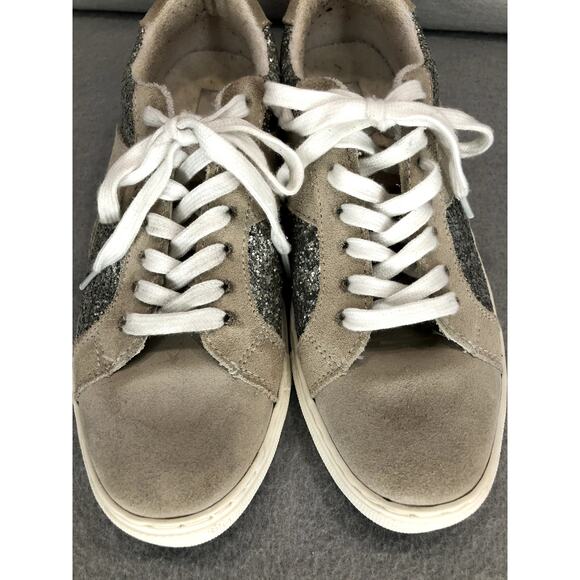 Steven NY Beige Suede w/Silver Glitter Sneakers Womens Size 9 - Picture 2 of 11